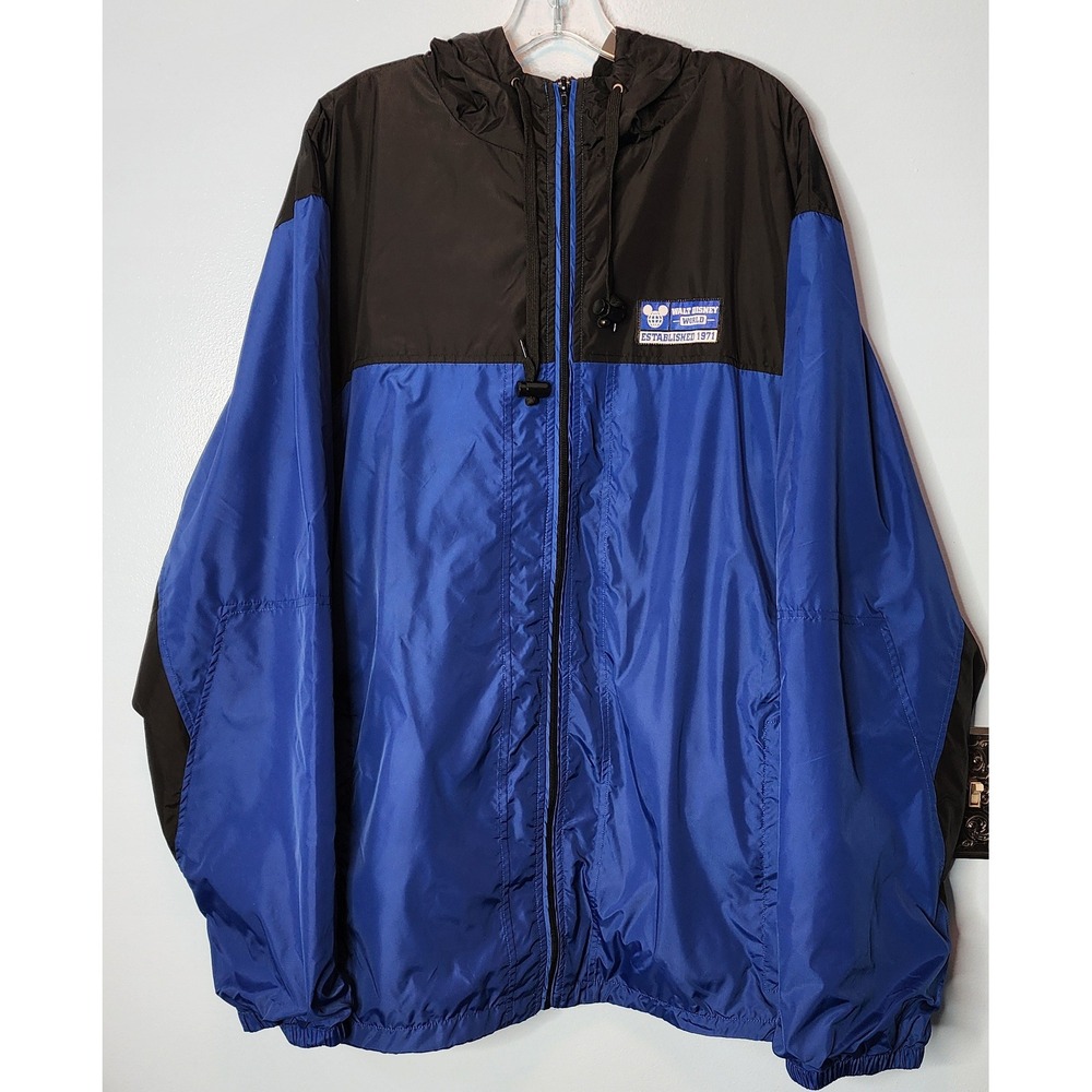 Walt Disney World Windbreaker Jacket Men 3XL Blue Black Colorblock Zip NWT EXC